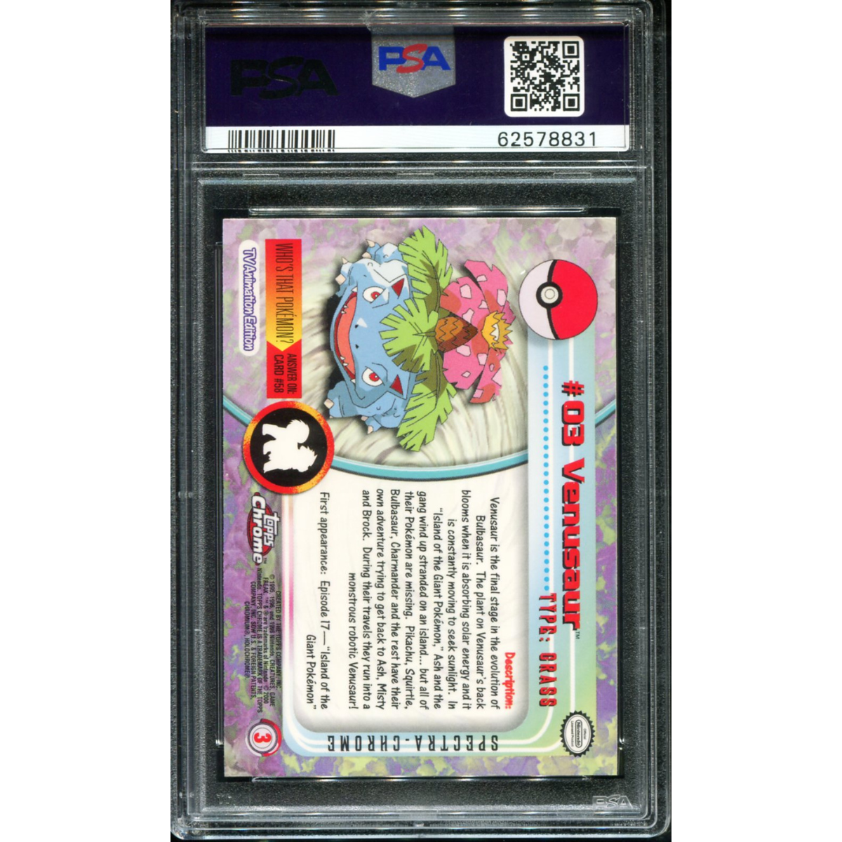 POKEMON TCG - VENUSAUR 3 PSA 10 TOPPS CHROME SPECTRA