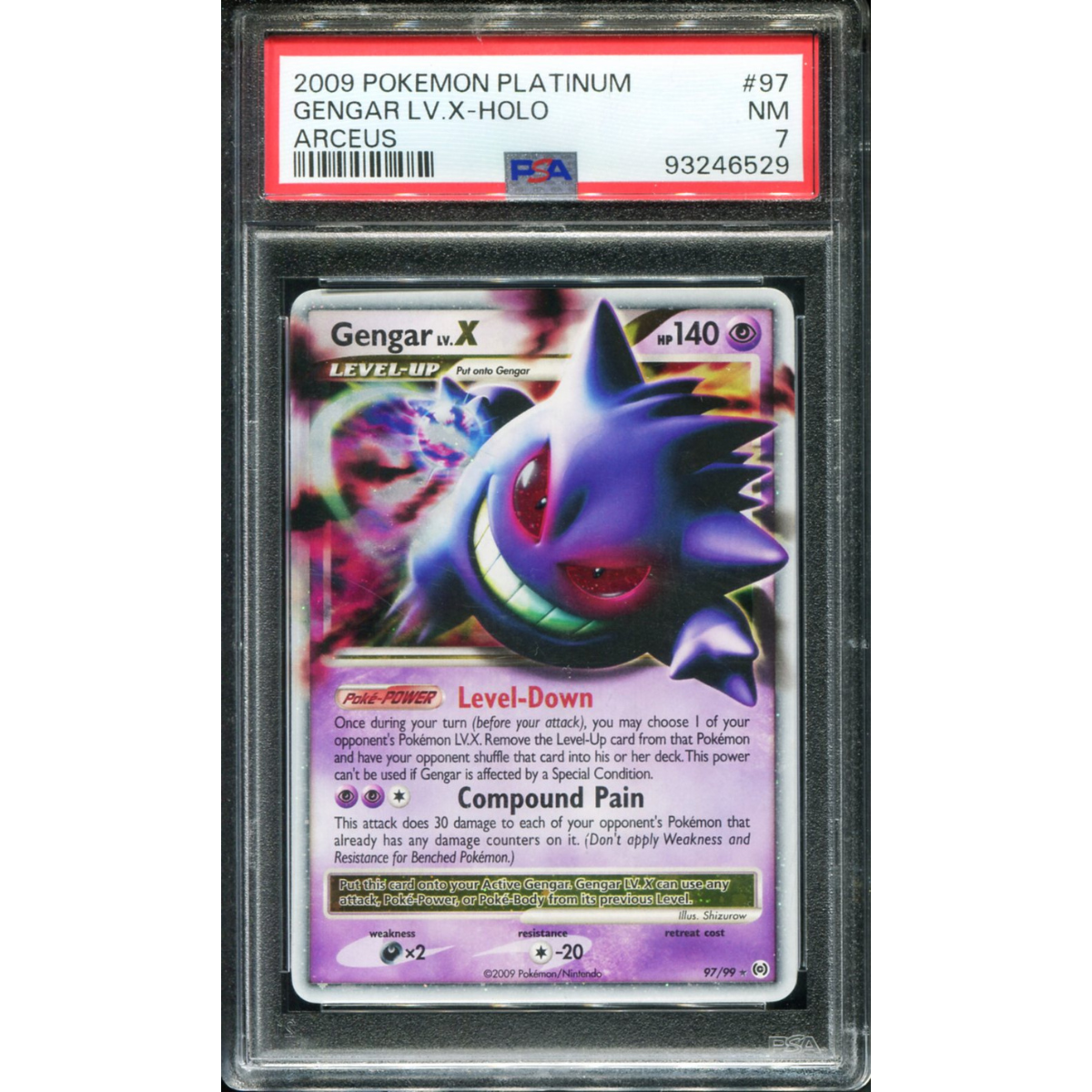 POKEMON TCG - GENGAR LV.X 97/99 POKEMON PSA 7 PLATINUM ARCEUS HOLO