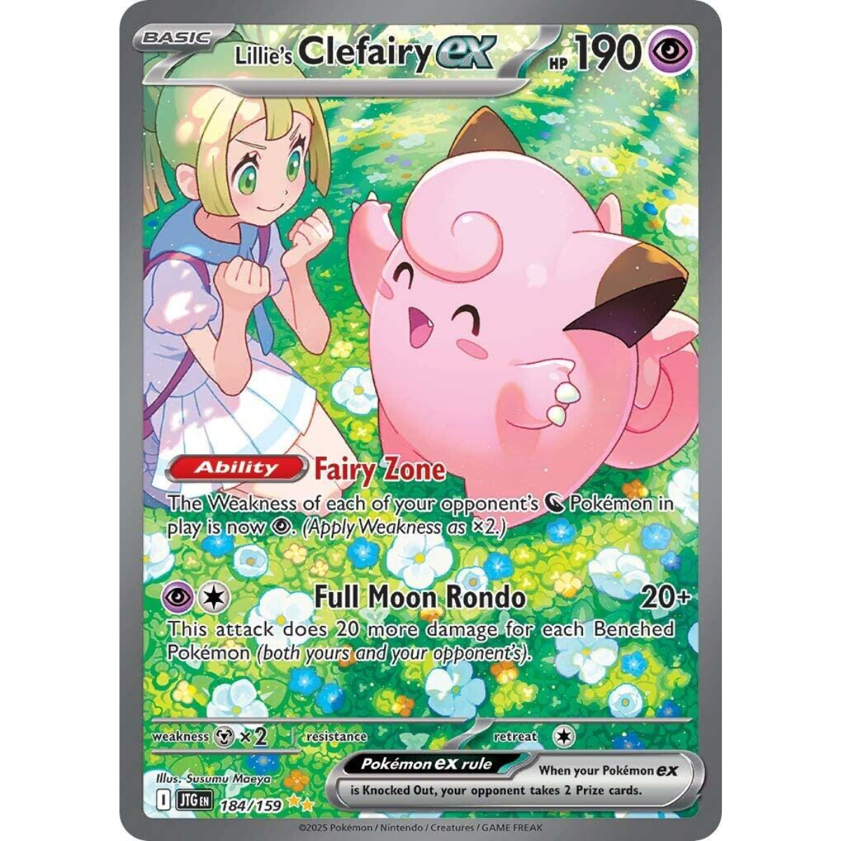 POKEMON TCG - LILLIE'S CLEFAIRY EX 184/159 JOURNEY TOGETHER SPECIAL ILLUSTRATION RARE