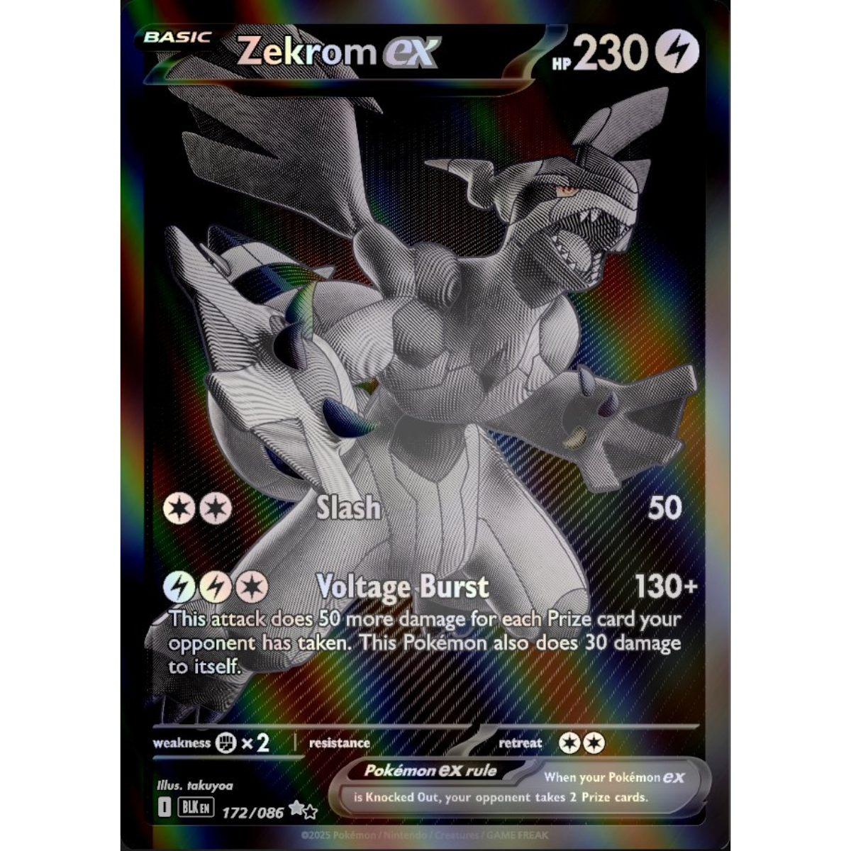 POKEMON TCG - ZEKROM EX 172/086 BLACK BOLT BLACK WHITE RARE