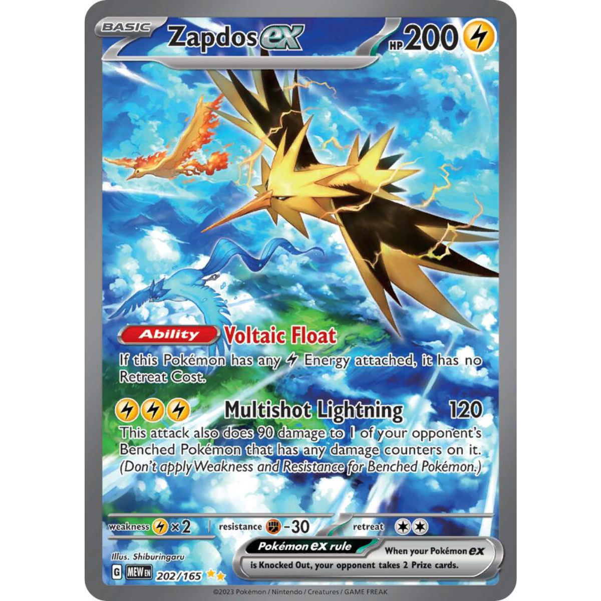 POKEMON TCG - ZAPDOS EX 202/165 POKEMON 151 SPECIAL ILLUSTRATION RARE