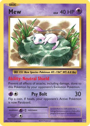 POKEMON TCG - Mew 053 XY Evolutions - Holo Rare
