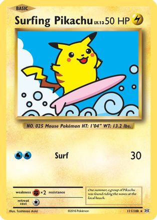 POKEMON TCG - Surfing Pikachu 111/108 XY Evolutions - Secret Rare