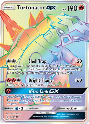 POKEMON TCG - Turtonator GX (Secret) 148 SM Guardians Rising - Secret Rare