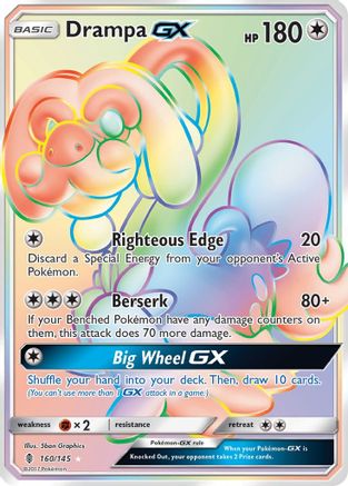 POKEMON TCG - Drampa GX (Secret) 160 SM Guardians Rising - Secret Rare
