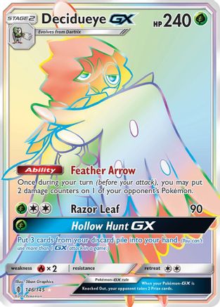 POKEMON TCG - Decidueye GX (Secret) 146 SM Guardians Rising - Secret Rare