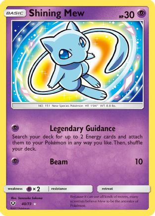 POKEMON TCG - Shining Mew 040/73 Shining Legends - Shiny Holo Rare