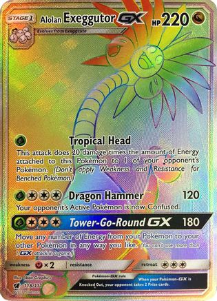 POKEMON TCG - Alolan Exeggutor GX (Secret) 118/111 SM Crimson Invasion - Secret Rare