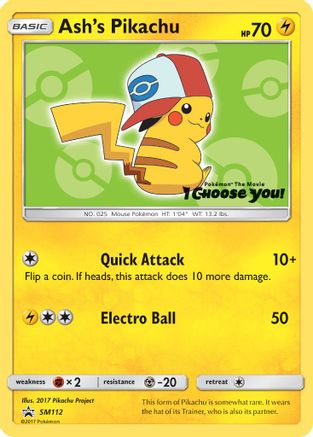 POKEMON TCG - Ash's Pikachu SM112 SM Promos - Promo