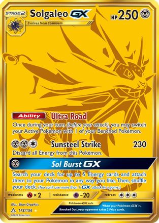 POKEMON TCG - Solgaleo GX (Secret Rare) 173 SM Ultra Prism - Secret Rare