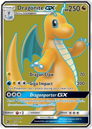 POKEMON TCG - Dragonite GX (Full Art) Dragon Majesty - Ultra Rare