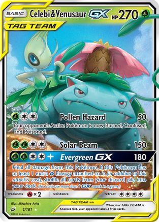 POKEMON TCG - Celebi & Venusaur GX 001 SM Team Up - Ultra Rare