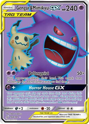 POKEMON TCG - Gengar & Mimikyu GX (Full Art) 164 SM Team Up - Ultra Rare