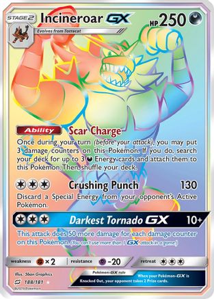 POKEMON TCG - Incineroar GX (Secret) 188 SM Team Up - Secret Rare