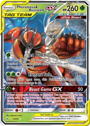 POKEMON TCG - Pheromosa & Buzzwole GX 001 SM Unbroken Bonds - Ultra Rare