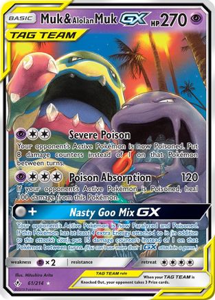 POKEMON TCG - Muk & Alolan Muk GX 061 SM Unbroken Bonds - Ultra Rare