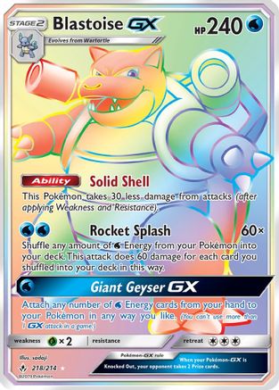 POKEMON TCG - Blastoise GX (Secret) 218 SM Unbroken Bonds - Secret Rare