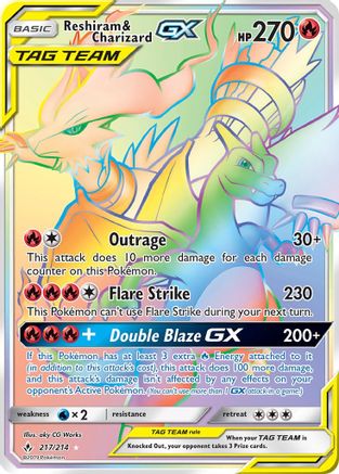 POKEMON TCG - Reshiram & Charizard GX (Secret) SM Unbroken Bonds - Secret Rare
