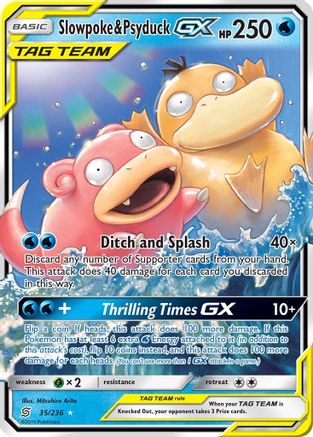 POKEMON TCG - Slowpoke & Psyduck GX 035 SM Unified Minds - Ultra Rare