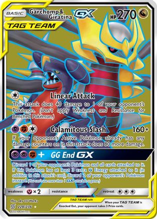 POKEMON TCG - Garchomp & Giratina GX (Full Art) 228 SM Unified Minds - Ultra Rare