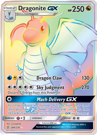 POKEMON TCG - Dragonite GX (Secret) SM Unified Minds - Secret Rare
