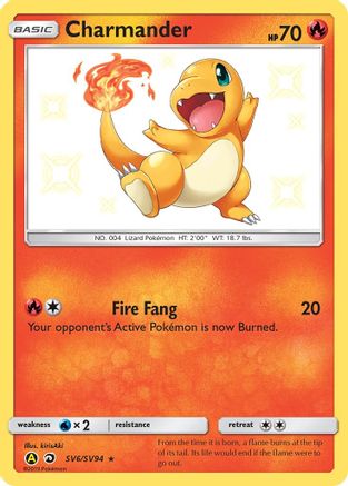 POKEMON TCG - Charmander SV6/SV94 Hidden Fates Shiny Vault - Shiny Holo Rare