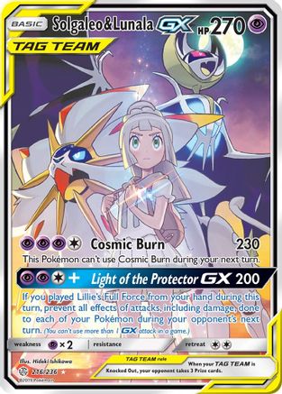 POKEMON TCG - Solgaleo & Lunala GX (Full Art)/236 SM Cosmic Eclipse - Ultra Rare
