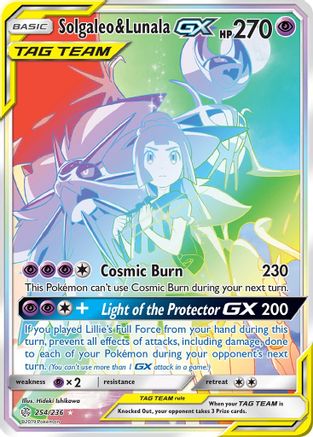 POKEMON TCG - Solgaleo & Lunala GX (Secret) 254 SM Cosmic Eclipse - Secret Rare