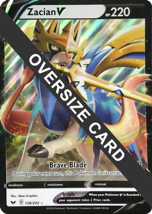 POKEMON TCG - Zacian V - 138/202/202 Jumbo Cards - Promo
