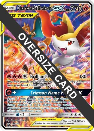 POKEMON TCG - Charizard & Braixen GX - SM230 (SM Black Star Promo) Jumbo Cards - Promo