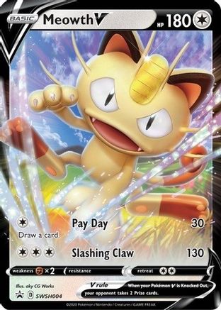 POKEMON TCG - Meowth V SWSH004/307 SWSH Sword & Shield Promo Cards - Promo