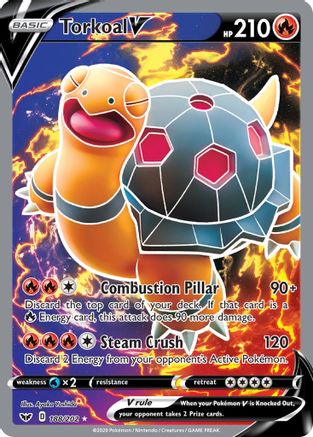 POKEMON TCG - Torkoal V (Full Art) 188/202 SWSH01 Sword & Shield Base Set - Ultra Rare
