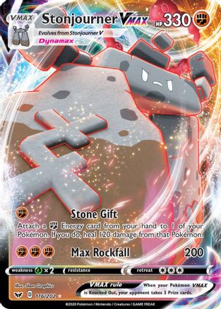 POKEMON TCG - Stonjourner VMAX 116/202 SWSH01 Sword & Shield Base Set - Ultra Rare