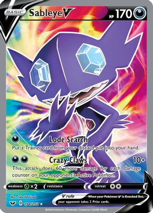 POKEMON TCG - Sableye V (Full Art) 194/202 SWSH01 Sword & Shield Base Set - Ultra Rare
