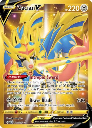 POKEMON TCG - Zacian V (Secret) 211/202 SWSH01 Sword & Shield Base Set - Secret Rare
