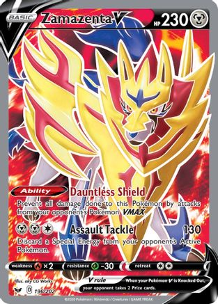 POKEMON TCG - Zamazenta V (Full Art) 196/202 SWSH01 Sword & Shield Base Set - Ultra Rare
