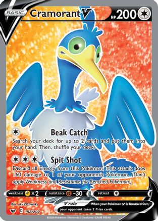 POKEMON TCG - Cramorant V (Full Art) 198/202 SWSH01 Sword & Shield Base Set - Ultra Rare