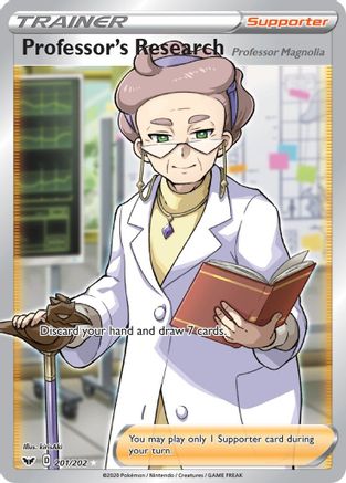 POKEMON TCG - Professor's Research (Full Art) 201/202 SWSH01 Sword & Shield Base Set - Ultra Rare