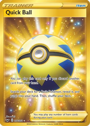 POKEMON TCG - Quick Ball (Secret) 216/202 SWSH01 Sword & Shield Base Set - Secret Rare