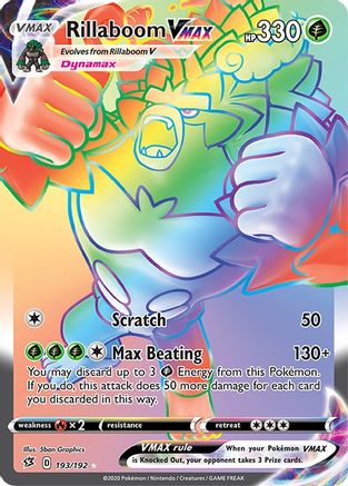 POKEMON TCG - Rillaboom VMAX (Secret) 193 SWSH02 Rebel Clash - Secret Rare