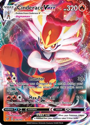 POKEMON TCG - Cinderace VMAX 036/192 SWSH02 Rebel Clash - Ultra Rare