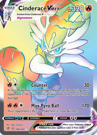 POKEMON TCG - Cinderace VMAX (Secret) 194/192 SWSH02 Rebel Clash - Secret Rare