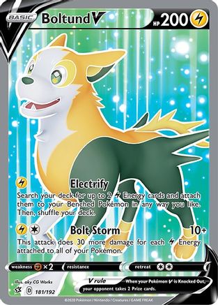 POKEMON TCG - Boltund V (Full Art) 181/192 SWSH02 Rebel Clash - Ultra Rare