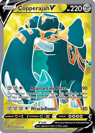 POKEMON TCG - Copperajah V (Full Art) 187/192 SWSH02 Rebel Clash - Ultra Rare