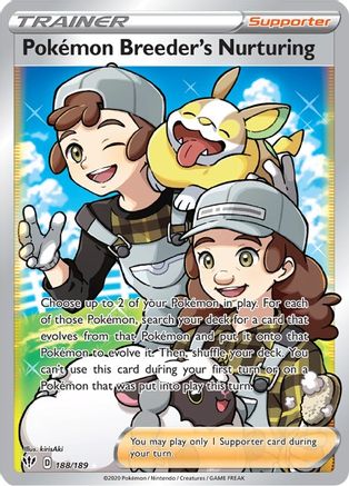 POKEMON TCG - Pokemon Breeder's Nurturing (Full Art) 188/189 SWSH03 Darkness Ablaze - Ultra Rare
