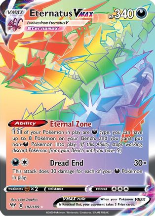 POKEMON TCG - Eternatus VMAX (Secret) 192/189 SWSH03 Darkness Ablaze - Secret Rare