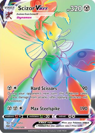 POKEMON TCG - Scizor VMAX (Secret) 193/189 SWSH03 Darkness Ablaze - Secret Rare