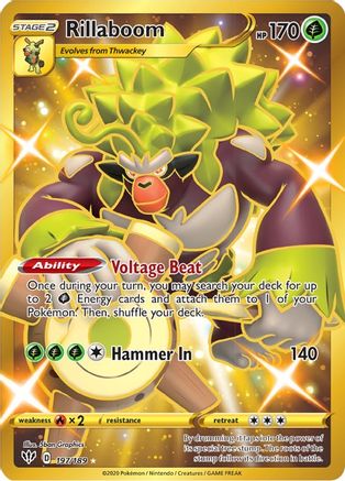 POKEMON TCG - Rillaboom (Secret) 197/189 SWSH03 Darkness Ablaze - Secret Rare