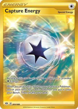 POKEMON TCG - Capture Energy (Secret) 201/189 SWSH03 Darkness Ablaze - Secret Rare
