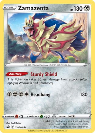 POKEMON TCG - Zamazenta SWSH034 SWSH Sword & Shield Promo Cards - Promo